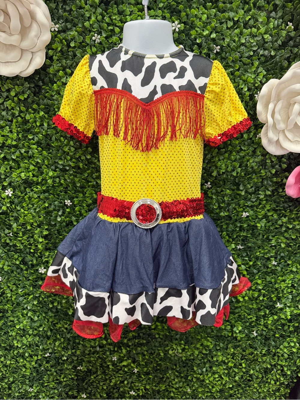 Cowgirl Fringe Dance Costume Dress - Yellow, Red, Black
